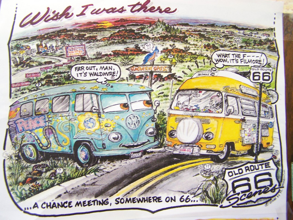 Artwork by Bob Waldmire featuring his 1972 VW Minivan